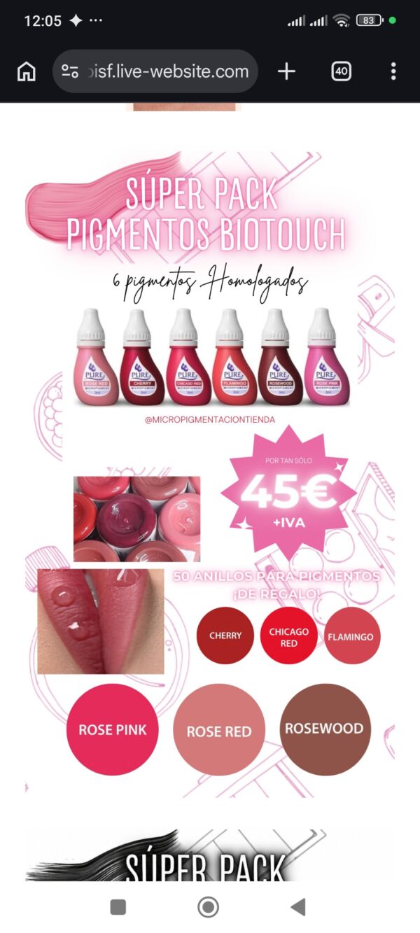 PACK PIGMENTOS HOMOLOGADOS MICROPIGMENTACIÓN LABIOS