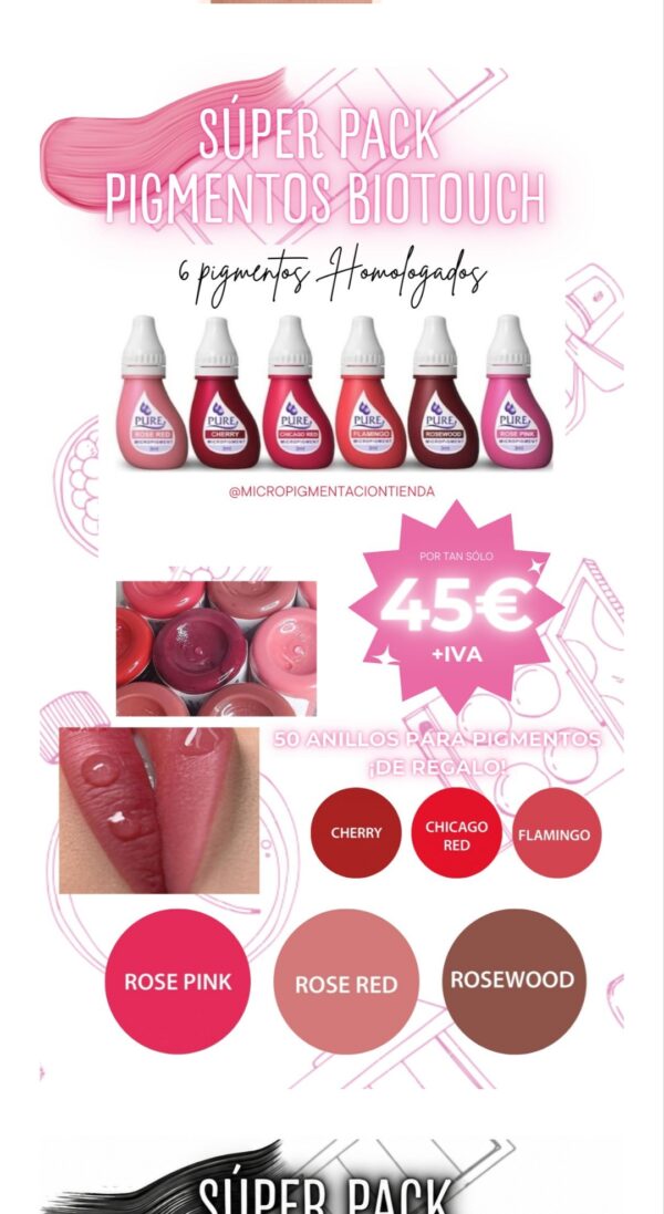 PACK PIGMENTOS HOMOLOGADOS MICROPIGMENTACIÓN LABIOS