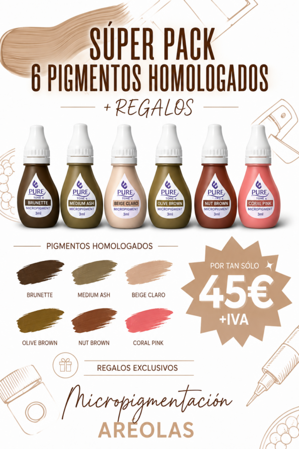 PACK 6 PIGMENTOS HOMOLOGADOS AREOLAS BIOTOUCH