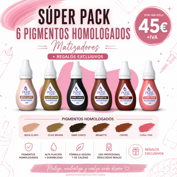 PACK PIGMENTOS HOMOLOGADOS MICROPIGMENTACIÓN MATIZADORES