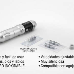 MAQUINA MICROPIGMENTACION SILVER O NEGRA MODULO HIGIENICO + 2 AGUJAS REGALO