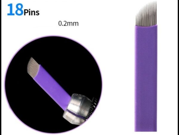 10 AGUJAS DE MICROBLADING 18 PINS FLEX DE 0.20MM BISELADAS