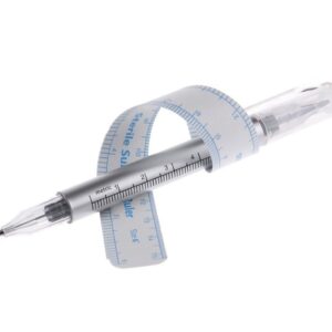 MARCADOR DE PIEL AZUL DOBLE PUNTA CON REGLA